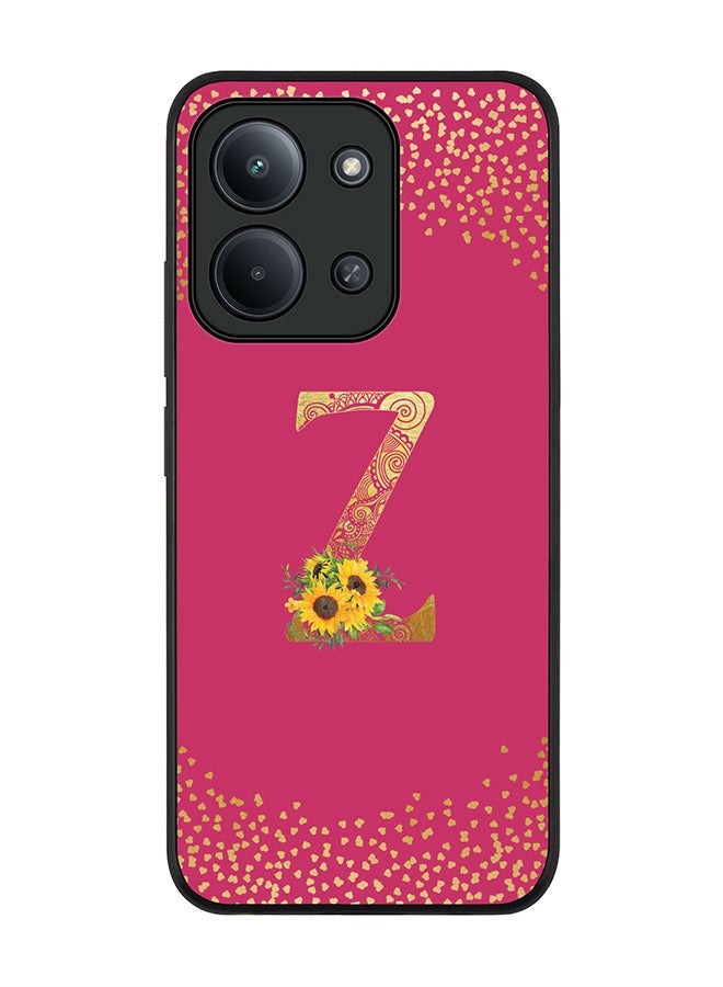 For Xiaomi Redmi 15C 4G Case,Slim fit Camera Protection, Shockproof Thin Phone cover  - Custom Floral Monogram - Z ( Deep Pink )